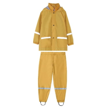 MIASHUI Ensemble Imperméable et Respirant pour Tout-Petits, Imperméable Unisexe pour Enfants, Manteau de Pluie et Pantalon de Pluie, Jaune, 6-7 Ans