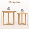 thumbnail image 3 of Costway Round Nesting Coffee Table Set of 2 with Thickened Top & Solid Rubber Wood Legs Natural, 3 of 10