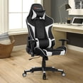 thumbnail image 3 of Chaise de Jeu de Massage Goplus Inclinable Pivotante de Course Chaise de Bureau avec Soutien Lombaire Blanc, 3 of 10