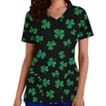 thumbnail image 2 of Mceream Nurse St Patricks Day Shirt for Womens Breathable Plus Size Nurse Working Uniform Shamrocks Print Scrub Tops V Neck Short Sleeve Fun Nursing Uniforms Black XXXXXL, 2 of 6