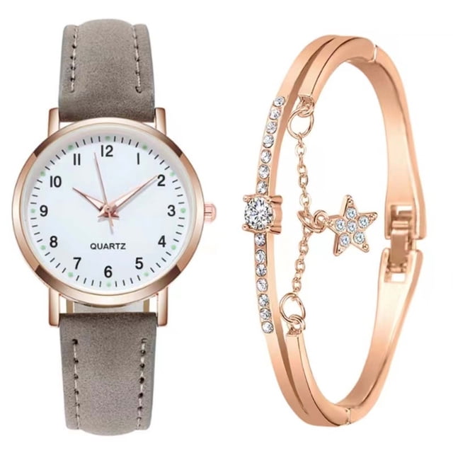 Bracelet de Montre en Cuir Montre à Quartz Classique pour Femme avec Cadran Lumineux, Bracelet en Cuir Mat, Petite Montre Ronde Rétro pour Femme avec Bracelet Bracelet pour Femmes Or