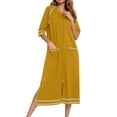 thumbnail image 2 of MeetoTime Robe pour Femmes à Fermeture Éclair devant, Robe de Maison, Chemise de Nuit à Manches 3/4, Longueur Complète, Tenue de Détente pour Dames avec Poches, 2 of 6
