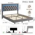 thumbnail image 4 of GloryStar Smart LED Floating Bed, Boucle Upholstered Platform Frame with Diamond Headboard and Solid Wood Slats, 4 of 9