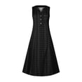 thumbnail image 4 of SMihono Robe Maxi Bohème d'Été pour Femmes Grande Taille Mode pour Femmes Décontractée Sans Manches à Col en V à Boutons à Rayures Imprimées avec Poche Robe Maxi Robe de Plage Évasée, 4 of 5