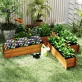 thumbnail image 4 of Costway Raised Garden Bed Wood Rectangular Planter Box with 2 Drainage Holes Outdoor, 4 of 10