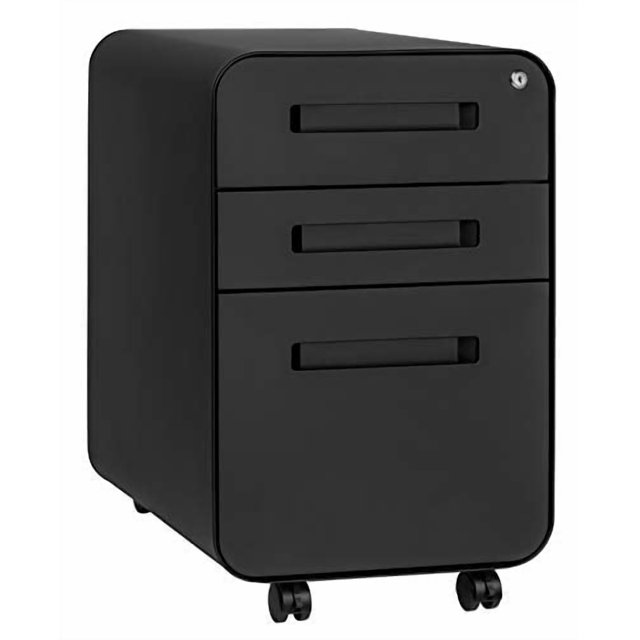 Stockpile 3-Drawer File Cabinet, Commercial-Grade (Black)