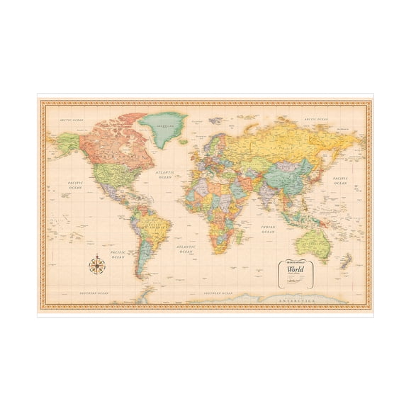 WCIC 90*60cm Carte du Monde Rétro Mur Grandes Affiches Impressions Arrière-Plan Décoration Maison Bureau
