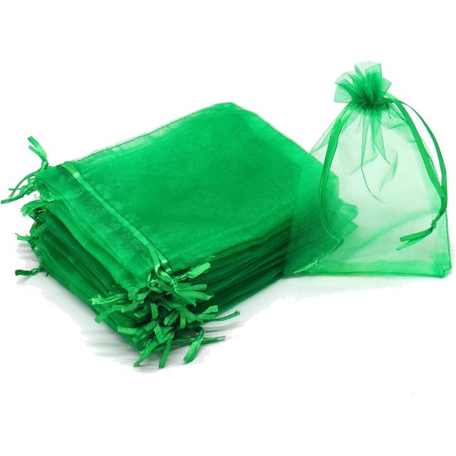 ORUYROP 100pcs Drawstring Organza Jewelry Candy Pouch Party Wedding Favor Gift Bags (8x12, Green)