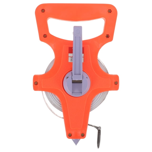 Long Tape Measure 20m Plastic Frame Tape Measure Measuring Tape For Carpenter with an impact-resistant orange plastic frame, open reel design, and durable carrying handle. Features stretch-resistant tape with easy-to-read imperial and metric scales. Ideal for carpentry, survey work, athletic fields, and long-distance measurements.