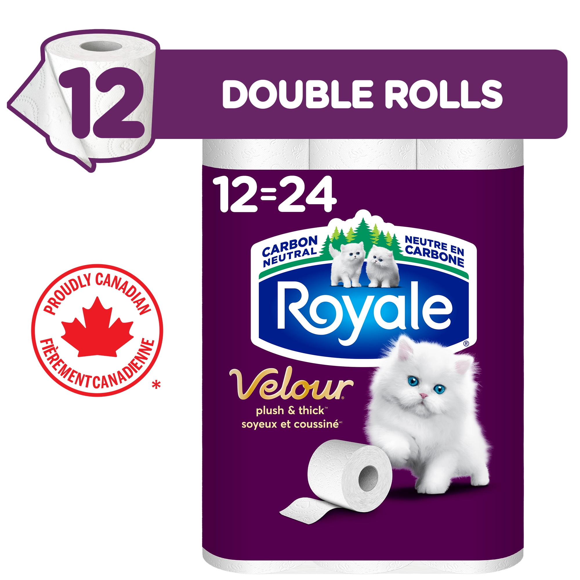 Royale Velour, 2 Ply Toilet Paper, 12 Equal 24 Bathroom Tissue Rolls