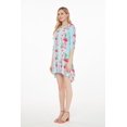 thumbnail image 2 of Hawaiian Manches 3/4 Sirène Tunique Robe L Rose Turquoise Hibiscus Vigne des Femmes, 2 of 5