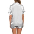 thumbnail image 3 of Womens Silk Satin Pajamas Set Two-Piece Sleepwear Loungewear Button-Down Sets, 3 of 9