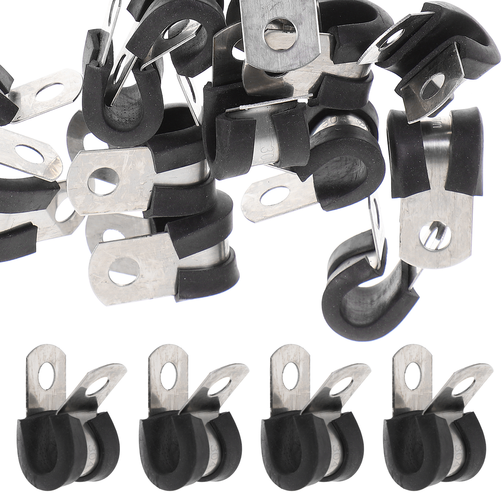 Miangastore 20 Pcs Pinces à Câble Pinces en Fil d'Acier Inoxydable Pinces de Sangle de Câble de Connexion en Tube en U