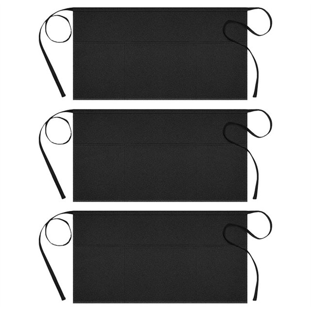 MVRLSH Apron Sleeve 3pc Attendant Apron Black And Restaurant Hotel Kitchen Work Half Length Apron