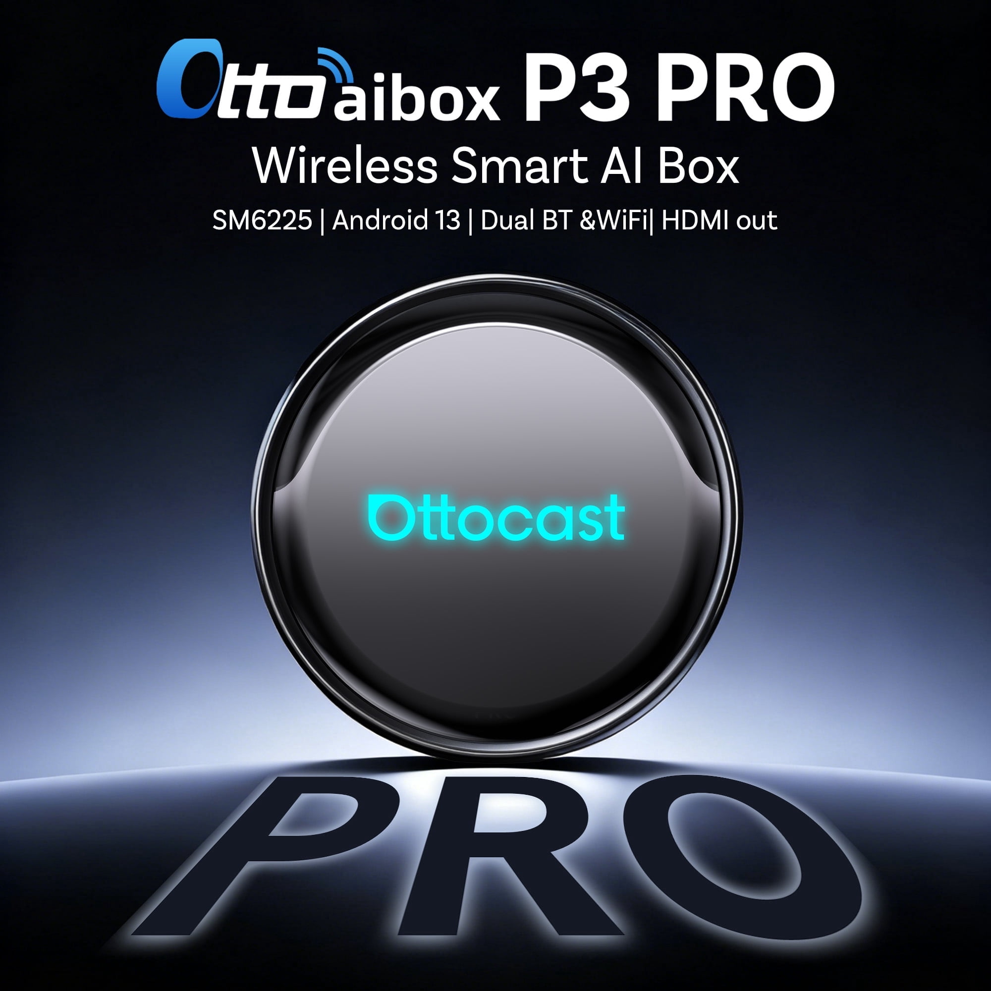 Ottocast P3 Pro with Air Mouse and HDMI Cable CarPlay Android AI