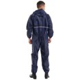 thumbnail image 2 of Miaeowve Mens Motorcycle Rain Suit One Piece Hooded Jumpsuit Reflective Strip Waterproof Rainsuit Navy Blue 170/L, 2 of 7