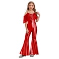 thumbnail image 1 of vastwit Combinaison Short à Paillettes Scintillantes à Franges pour Filles, Bretelles Spaghetti, Sans Manches, Évasée, Combinaison, Robe de Demoiselle d'Honneur pour Fête, Rouge, 12, 1 of 5