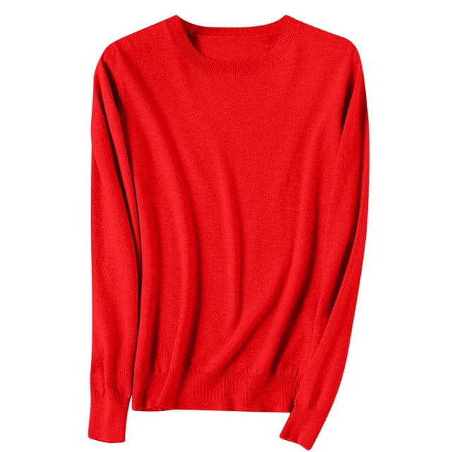Timegard Womens Sweaters Crewneck Comfy Knit Pullover Fall Winter Casual Solid Color Long Sleeve Tops