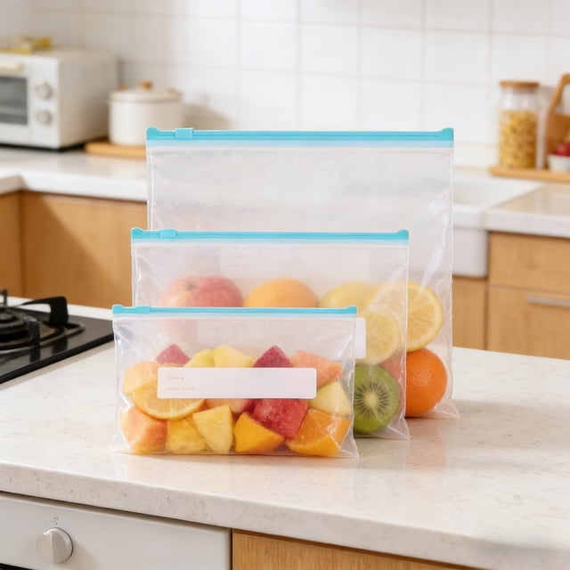 Thickened Food Preservation Sealing Bags | Resealable Zipper Plastic Storage Bags | Leakproof Freezer Bags for Locking in Freshness | Household Kitchen Freezer Organization for Produce, Snacks,