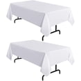 thumbnail image 1 of 2 Pack White Tablecloth 60 x 102 Inch, Rectangle 6 Feet Table Cloth - Stain and Wrinkle Resistant Washable Polyester Table Cover for Dining Tables, Buffet Parties and Camping, 1 of 5
