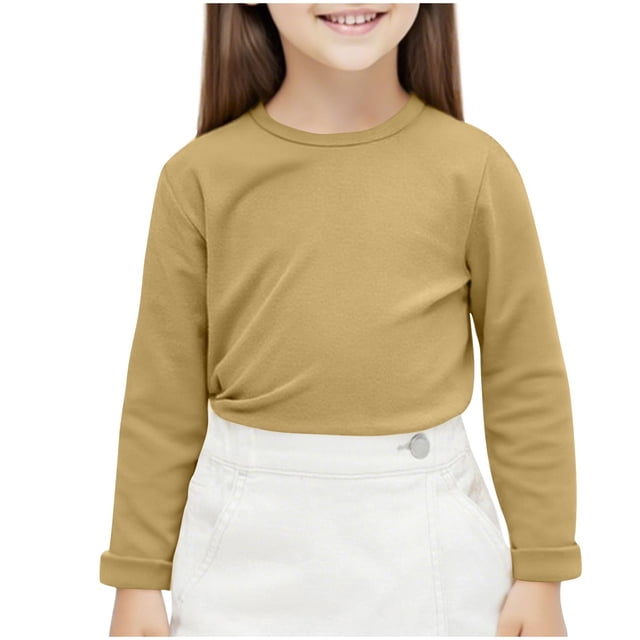SERTG Chandail de Base pour Enfants à Col Roulé/col Rond Uni Chaud à Manches Longues sous-Vêtement Unisexe Chandail de Base Couche de Base pour Enfant et Enfant (Jaune#1, 2 Ans)