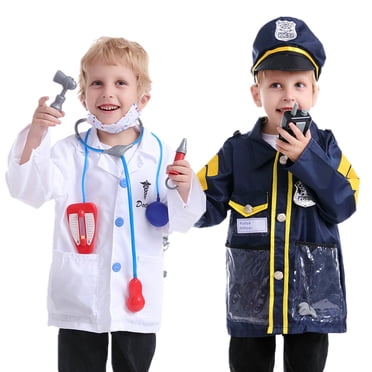 Toptie Kids Police Officer Doctor Dress Up Clothes with Accessories, Halloween Party Uniforms
