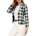 thumbnail image 4 of INSPIRE CHIC Juniors Allover Long Sleeve Notched Lapel Open Front Blazer, 4 of 6