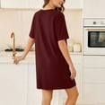 thumbnail image 4 of ShomPort Robe T-Shirt d'Été pour Femme Décontractée à Manches Courtes, Col Rond, Basique, Ample, Mini, avec Poches, 4 of 6