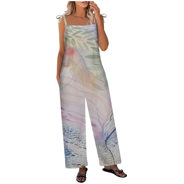 Birdeem Women Ladies Printed Summer Sleeveless Backless Loose Long Playsuits Rompers Jumpsuit