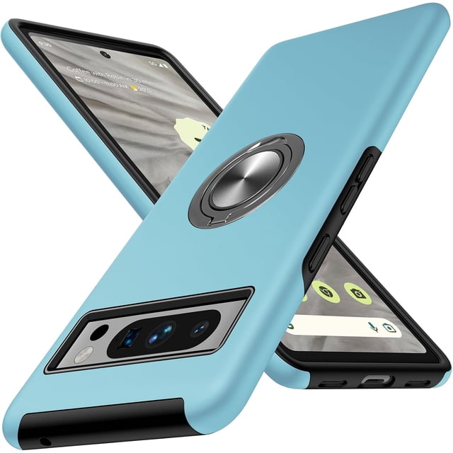 KOMI for Google Pixel 8 Pro Case, Slim Tough Rugged Shockproof Protective Pixel 8 Pro Phone Case with Metal Ring Kickstand for Google 8 Pro Case, Sierra Blue
