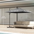 thumbnail image 3 of Outsunny 8'x8' Square Patio Hanging Offset Umbrella w/ Cross Base Dark Grey, 3 of 10