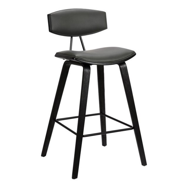 Armen Living Fox 26" Modern Faux Leather Counter Stool in Gray