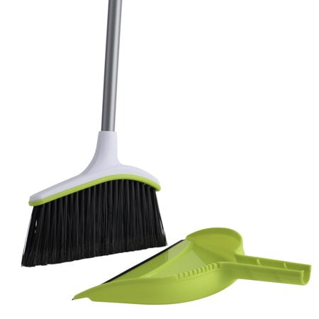 Casabella Basics Broom with Dustpan, Silver and Green, 2-Piece (8515620)