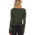 thumbnail image 3 of Opperiaya Women Spring T-Shirt Solid Color Henley Neck Long Sleeve Pullover, 3 of 9