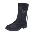thumbnail image 2 of jsaierl Chaussures de Mode pour Femmes Bottes Rétro Western Décontractées Chaudes Talons Bas Bottes Mi-Mollet, 2 of 9