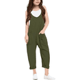thumbnail image 1 of Girls Jumpsuit Solid Summer Rompers for Girls Sleeveless Rompers with Pockets Girls Summer Outfits 4-5 Y, 1 of 6