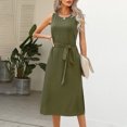 thumbnail image 5 of Robe d'Été pour Femme Sans Manches à Col Ras du Cou, Robe Basique Unie avec Taille à Nouer, Robe T-Shirt de Bureau avec Poches, 5 of 5