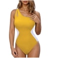 thumbnail image 1 of Diufon Women's Swimsuit Trendy Color Block Single Shoulder Backless Bathing Suits Summer Beach Sport Swimwear, 1 of 5