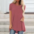 thumbnail image 2 of JIRNDf Chemises pour Femmes Hauts Mode Été Tendance Grande Taille Col Rond Manches Courtes Longues Tuniques Décontractées Blouse Rouge Pastèque TTG, 2 of 9