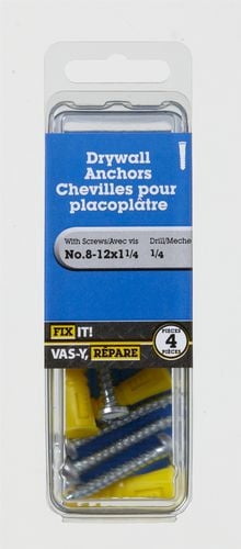 Chevilles pour placoplâtre 8-12 x 1-1/4 po 4 pièces