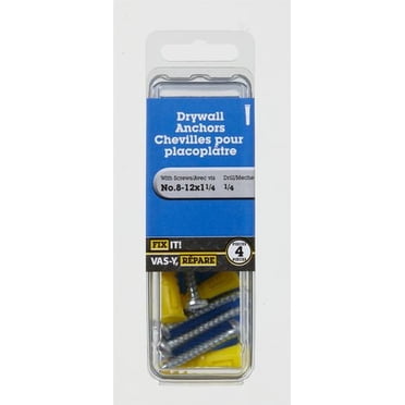 8-12x1-1/4" Drywall Anchor with Screws 4 Pieces