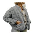 thumbnail image 1 of Opperiaya Women Stand Collar Long Sleeve Solid Color Full Zip Quilted Jackets, 1 of 3