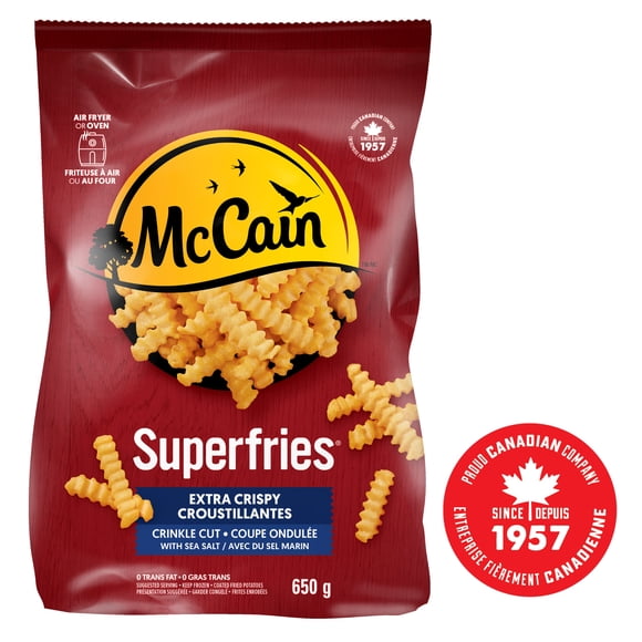 McCain® Superfries® Extra Crispy Crinkle Cut Fries, Made in Canada from domestic and imported ingredients - 650g, 650g