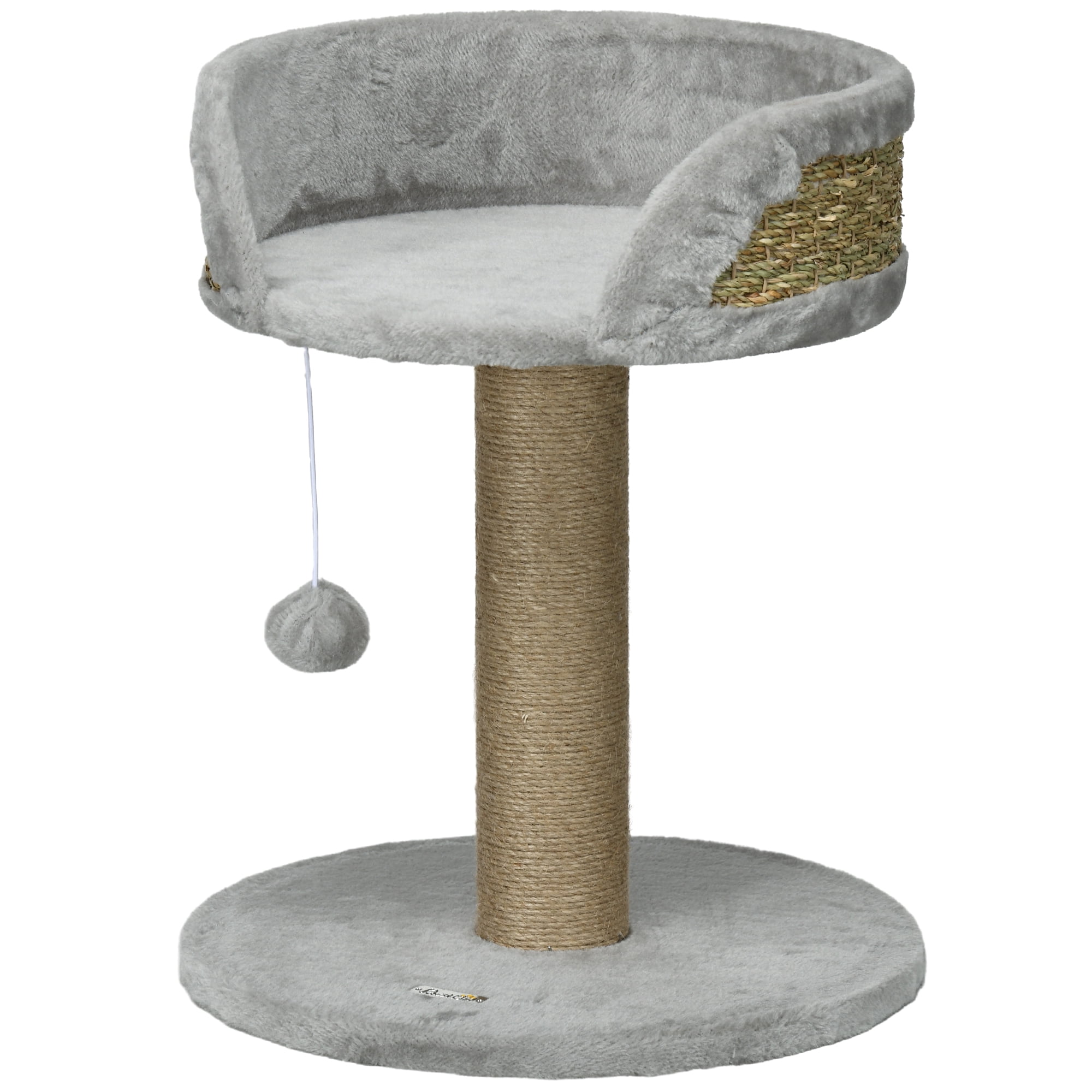 CoSoTower Cat Tree with Scratching Post, Toy Ball, Perch, Small Cat Tower for Indoor Cats - 16" x 16" x 19", Grey