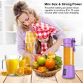 thumbnail image 4 of Multi-functional Juicer Cup USB Rechargeable Juice Blender Portable Fruit Mixer Squeezer with 2 Sharp Blades, Suitable for Kitchen, Camping and Travel, 380mL, Purple, 4 of 7
