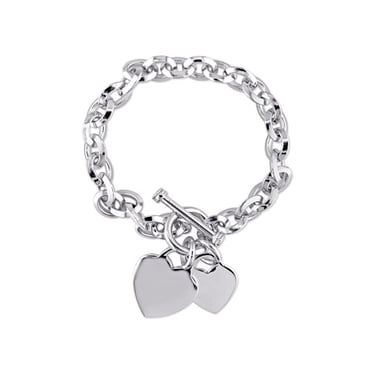 Miabella Heart Charms Charm Bracelet in Sterling Silver
