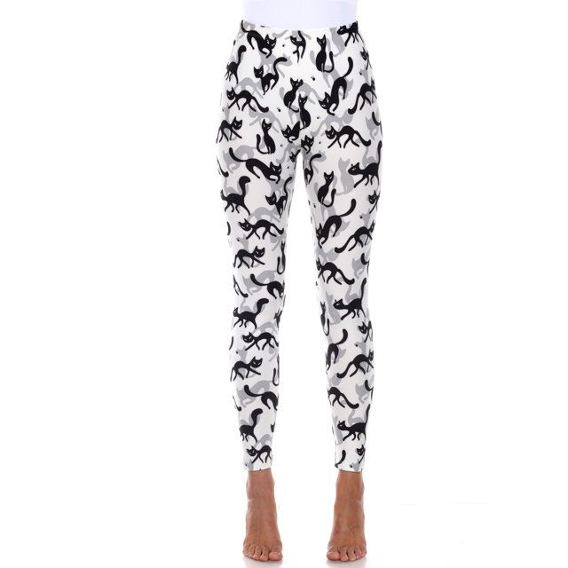 White Mark Legging Imprimé Chat Super Doux pour Femmes