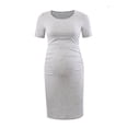 thumbnail image 2 of Pisexur Maternity Bodycon Dress Side Ruch Short & 3/4 Sleeve Dress for Baby Shower Daily (S-2XL), 2 of 3