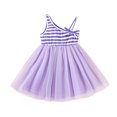 thumbnail image 1 of HBFAGFB Robes pour Filles Mignonne Robe d'Été à Rayures Florale Jupe Mignonne Vacances Tenue de Plage Violet Taille 90, 1 of 4