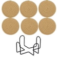 thumbnail image 2 of EGNMCR Napperons Ronds Tissés Antidérapants Anti-Brûlure en Gaze de Coton Style Occidental pour Restaurant, Tapis Isolants pour Table, Dessous de Verre et Tapis de Bol pour la Maison, 6 Pcs avec Support de Rangement, Napperon en Corde de Coton, 2 of 6